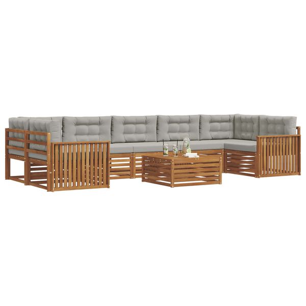 vidaXL Udend&oslash;rs sofagruppe med pude 8 pcs Naturlig og Lys Gr&aring;