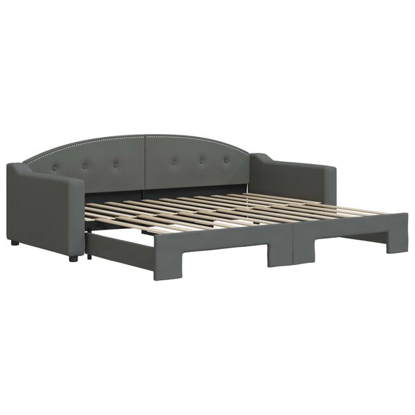 vidaXL daybed med udtr&aelig;k 90x200 cm stof m&oslash;rkegr&aring;