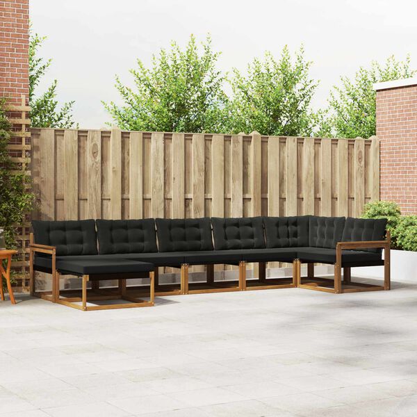 vidaXL Udend&oslash;rs sofagruppe 21 pcs Naturlig og sort Massivt Akacietr&aelig;