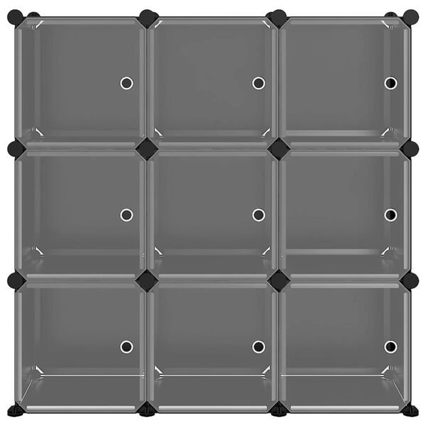 vidaXL kubeformede opbevaringskasser 9 stk. med låger PP sort