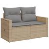 vidaXL 2-personers havesofa med hynder polyrattan beige
