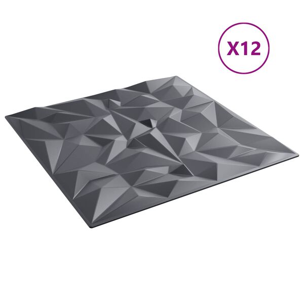 vidaXL V&aelig;gpaneler 12 pcs Amethyst Gr&aring; 50 x 50 cm XPS Skum