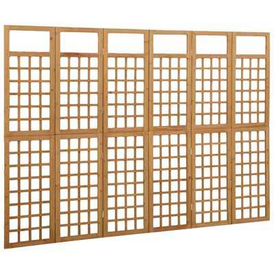vidaXL 6-panels rumdeler/espalier 242,5x180 cm massivt grantræ