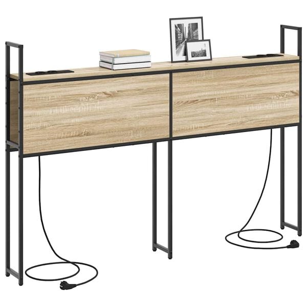 vidaXL Opbevaringshovedgavl med Opladningsstation med hylde Sonoma-eg