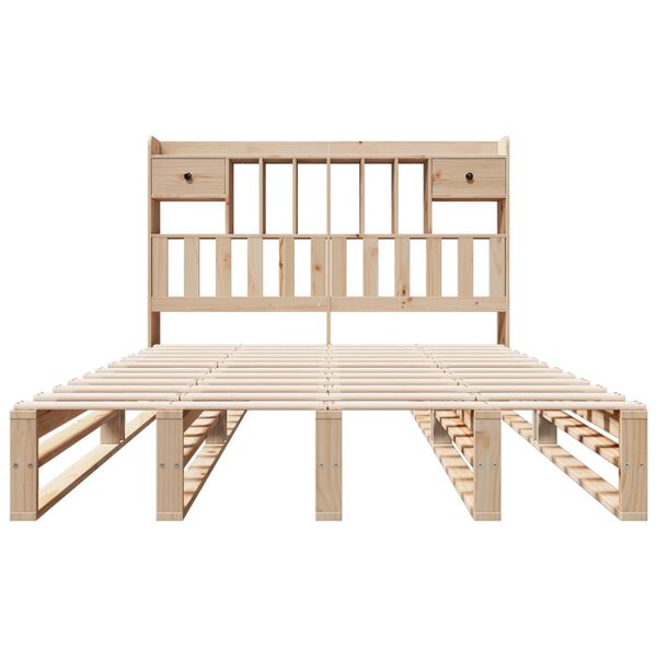 vidaXL seng med reol uden madras 160x200 cm massivt fyrretr&aelig;