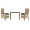 vidaXL spisebordss&aelig;t til haven 3 dele med hynder polyrattan beige