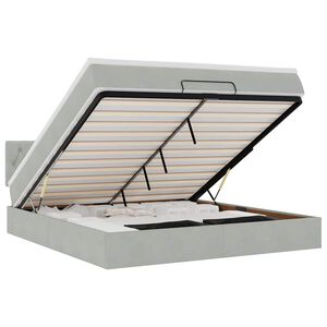 vidaXL osmannisk sengeramme med madras 180x200 cm fl&oslash;jl lysegr&aring;