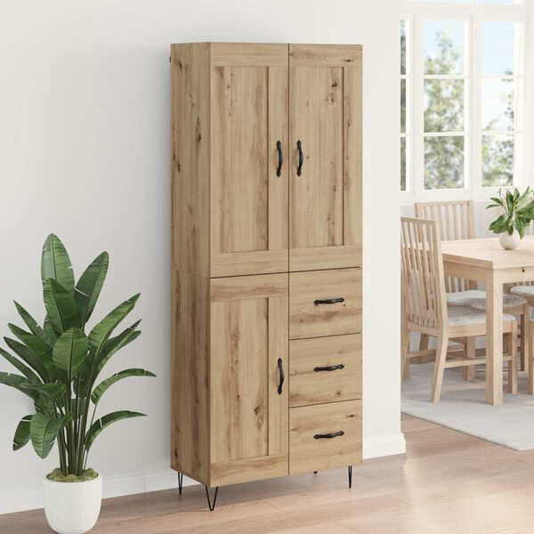 vidaXL Highboard Artisan Egetr&aelig; 69,5 x 34 x 180 cm Konstrueret tr&aelig;