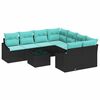 vidaXL Sofa S&aelig;t 9 stk. 3-Antal s&aelig;der Sort og Turkis polyrattan