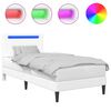 vidaXL Sengestel med LED-lysstrimler Hvid 80 x 200 cm Kunstl&aelig;der