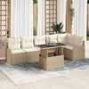 vidaXL Havesofa S&aelig;t med pude med pude 7 pcs Beige Poly Rattan