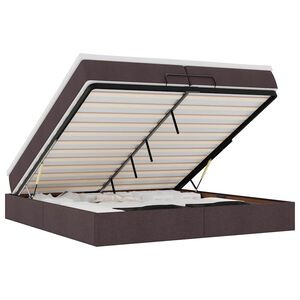 vidaXL osmannisk sengeramme med madrasser 200x200 cm stof m&oslash;rkebrun