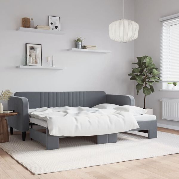 vidaXL daybed med udtræk 80x200 cm velour mørkegrå