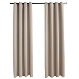 vidaXL m&oslash;rkl&aelig;gningsgardiner 2 stk. med metalringe 140 x 245 cm beige