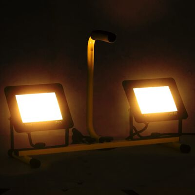 vidaXL LED-projektør med håndtag 2x50 W varm hvid