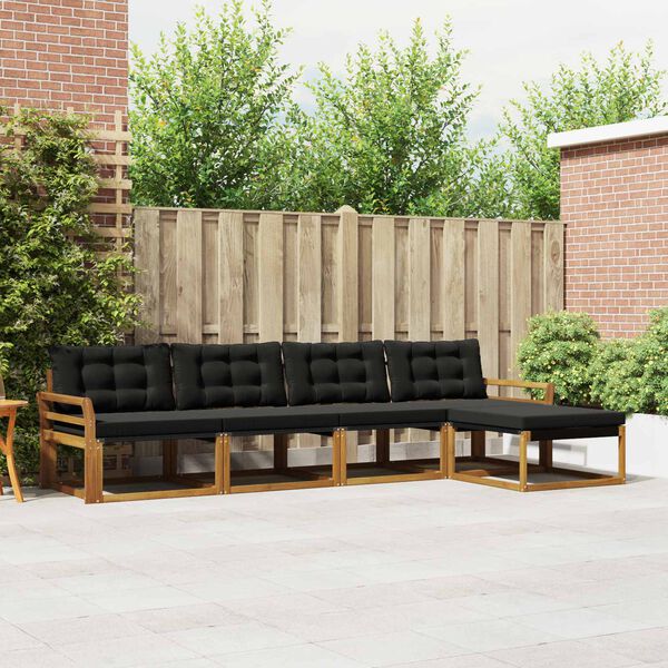 vidaXL Udend&oslash;rs sofagruppe med pude 5 pcs Naturlig og sort