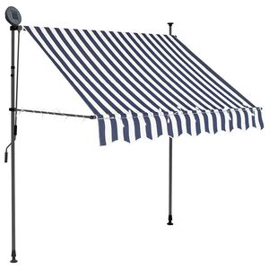 vidaXL markise m. LED-lys manuel betjening 100 cm bl&aring; og hvid