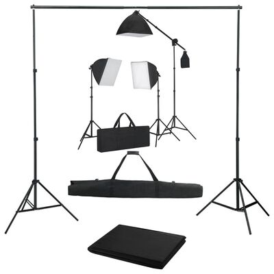 vidaXL fotostudiesæt med softbox-lamper og baggrund