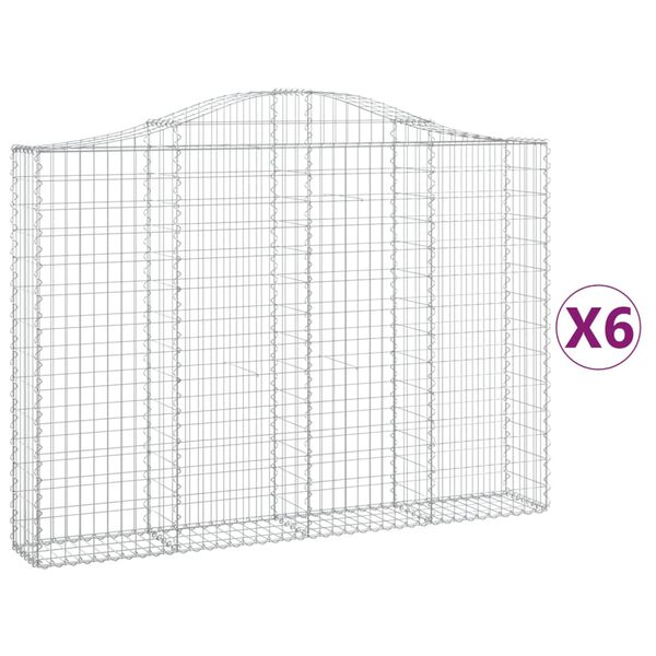 vidaXL buede gabionkurve 6 stk. 200x30x140/160 cm galvaniseret jern