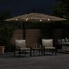 vidaXL haveparasol med LED-lys og st&aring;lstang 269x269x235 cm brun