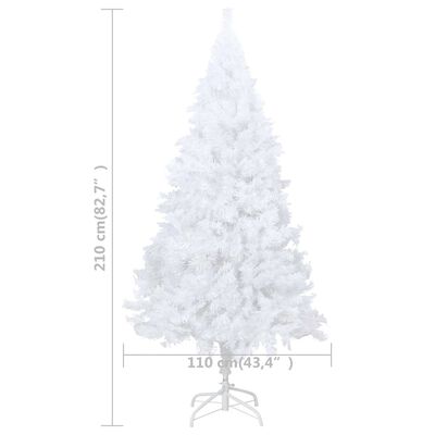 vidaXL kunstigt juletræ med lys og kuglesæt 210 cm PVC hvid