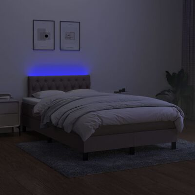 vidaXL kontinentalseng med LED-lys 120x200 cm stof gråbrun