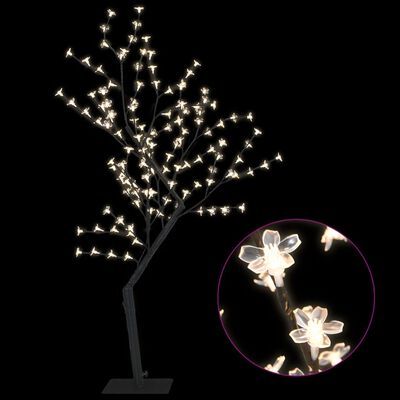 vidaXL juletræ 128 LED'er varmt hvidt lys kirsebærblomst 120 cm