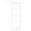 vidaXL Skyded&oslash;r 83 x 211 cm Massivt fyrretr&aelig; og glas Hvid