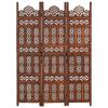 vidaXL 3-panels rumdeler håndskåret 120 x 165 cm massivt mangotræ brun