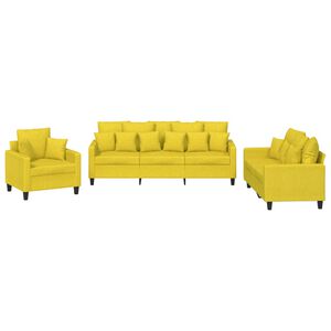 vidaXL sofas&aelig;t 3 dele med puder stof lysegul