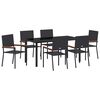 vidaXL Have Spisebordss&aelig;t 7 stk. Sort polyrattan