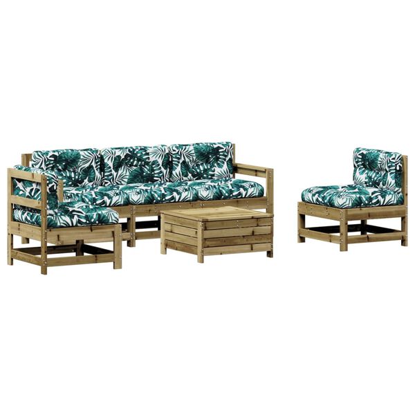 vidaXL lounges&aelig;t til haven 6 dele med hynder impr&aelig;gneret fyrretr&aelig;