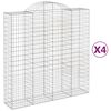 vidaXL buede gabionkurve 4 stk. 200x50x200/220 cm galvaniseret jern