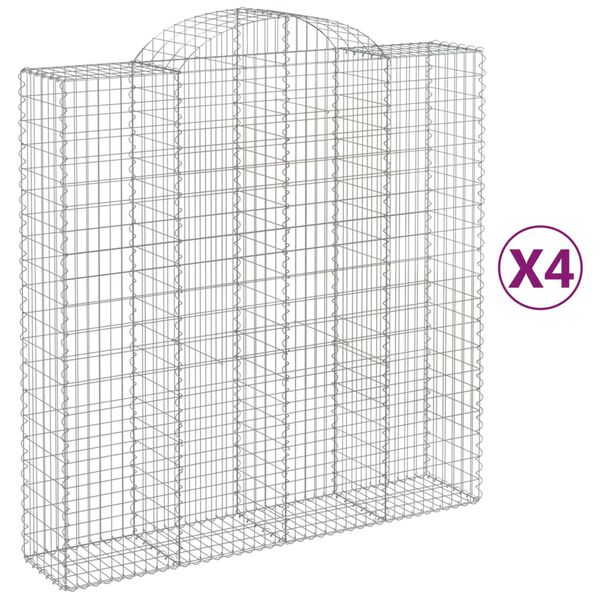 vidaXL buede gabionkurve 4 stk. 200x50x200/220 cm galvaniseret jern
