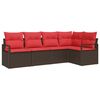 vidaXL Havesofa S&aelig;t 5 stk. Brun og R&oslash;d polyrattan