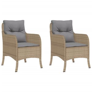 vidaXL havestole med hynder 2 stk. polyrattan blandet beige