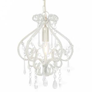 vidaXL loftlampe med perler rund E14 hvid