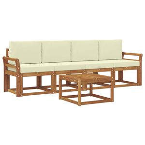 vidaXL Udend&oslash;rs sofagruppe 5 pcs Naturlig og Fl&oslash;de Massivt Akacietr&aelig;