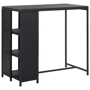 vidaXL barbord med opbevaringsstativ 120x60x110 cm polyrattan sort