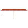 vidaXL markise m. LED + vindsensor 600x350 cm automatisk orange/brun