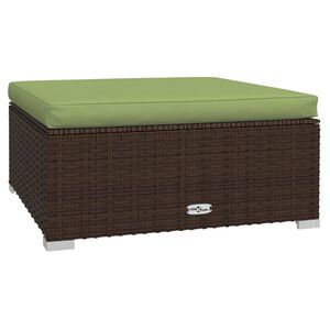 vidaXL fodskammel med hynde til haven 70x70x30 cm polyrattan brun