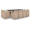 vidaXL udend&oslash;rs spisebordss&aelig;t 13 dele med hynder polyrattan beige