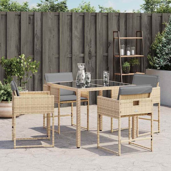 vidaXL havestole 4 stk. med hynder polyrattan blandet beige