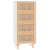 vidaXL sk&aelig;nk 40x30x90 cm massivt fyrretr&aelig; og naturlig rattan hvid