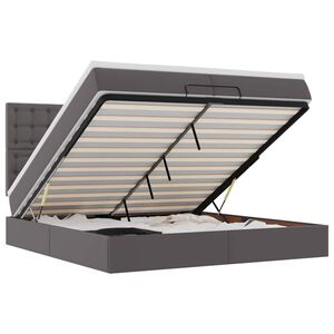 vidaXL osmannisk sengeramme med madrasser 200x200 cm kunstl&aelig;der gr&aring;