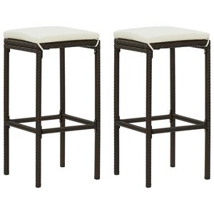 vidaXL barstole med hynder 2 stk. polyrattan brun