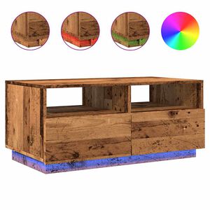 vidaXL sofabord med LED-lys 90x49x40 cm gammelt tr&aelig;look