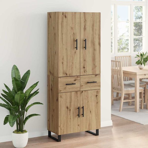 vidaXL Highboard med skuffe 2 pcs Artisan Egetr&aelig; 69,5 x 34 x 180 cm