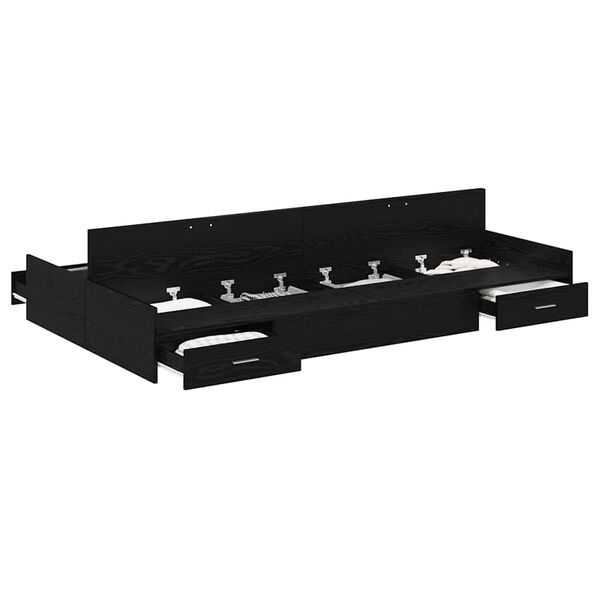 vidaXL Seng med opbevaring Sort eg 120 x 200 cm Konstrueret træ