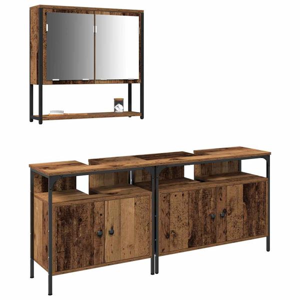 vidaXL Badev&aelig;relsesm&oslash;bel s&aelig;t med hylde 3 pcs Brun Konstrueret tr&aelig;